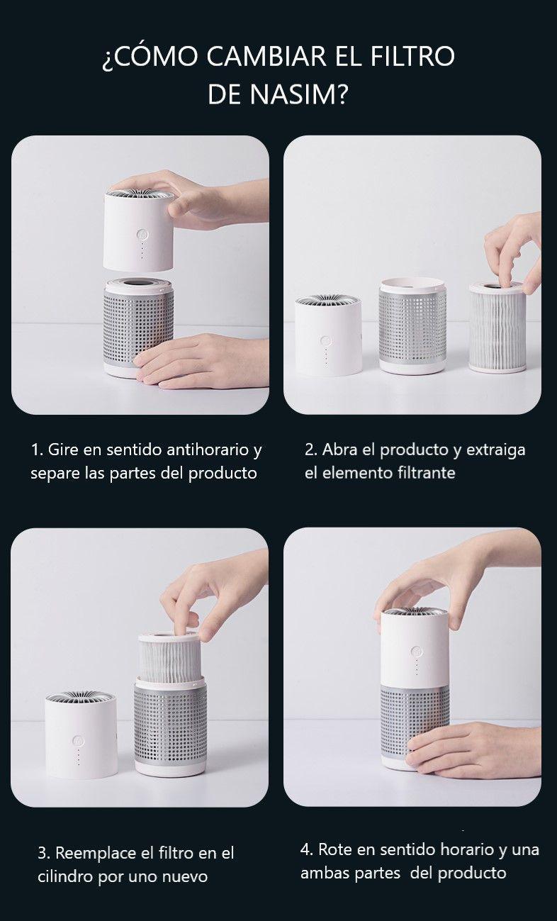 Pack 4 Filtros de Purificador y Sensor Portátil de Aire Nasim-2