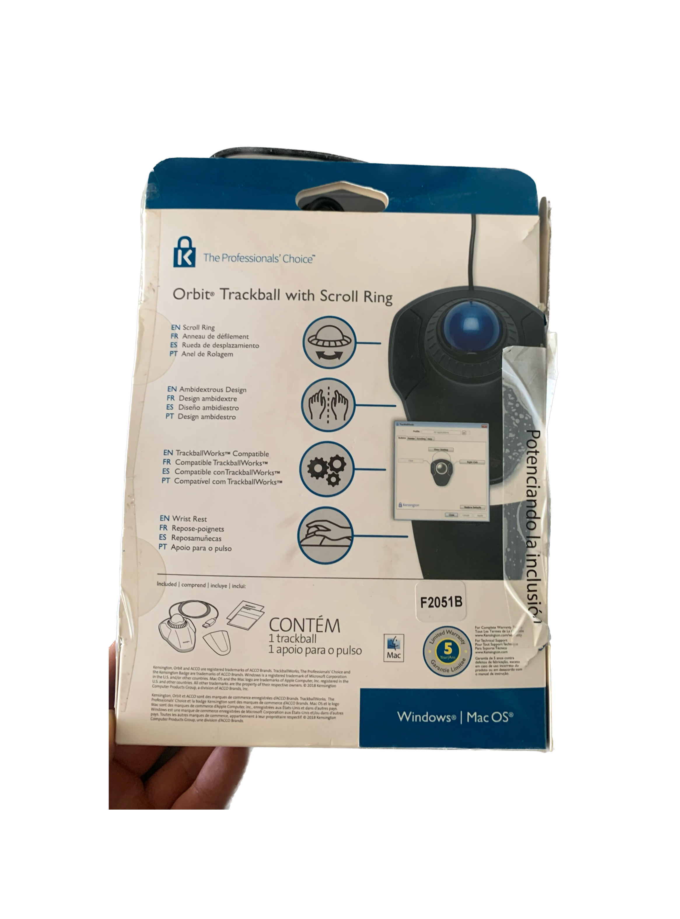 Mouse Trackball Orbit con anillo de desplazamiento Kensington 26517 (Openbox)-5