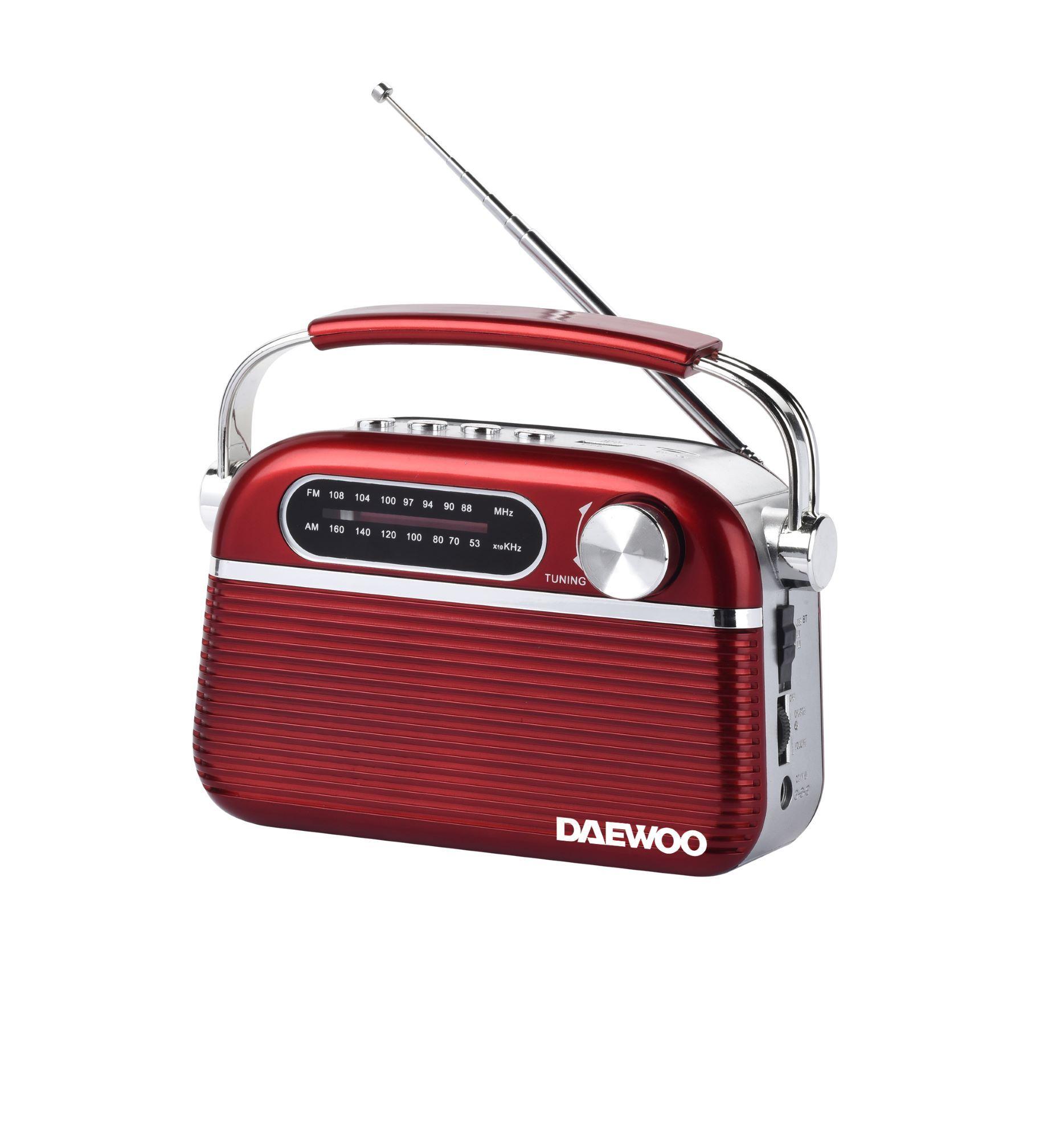 Radio Portátil Retro AMFM DAEWOO DI-H221RD rojo-0
