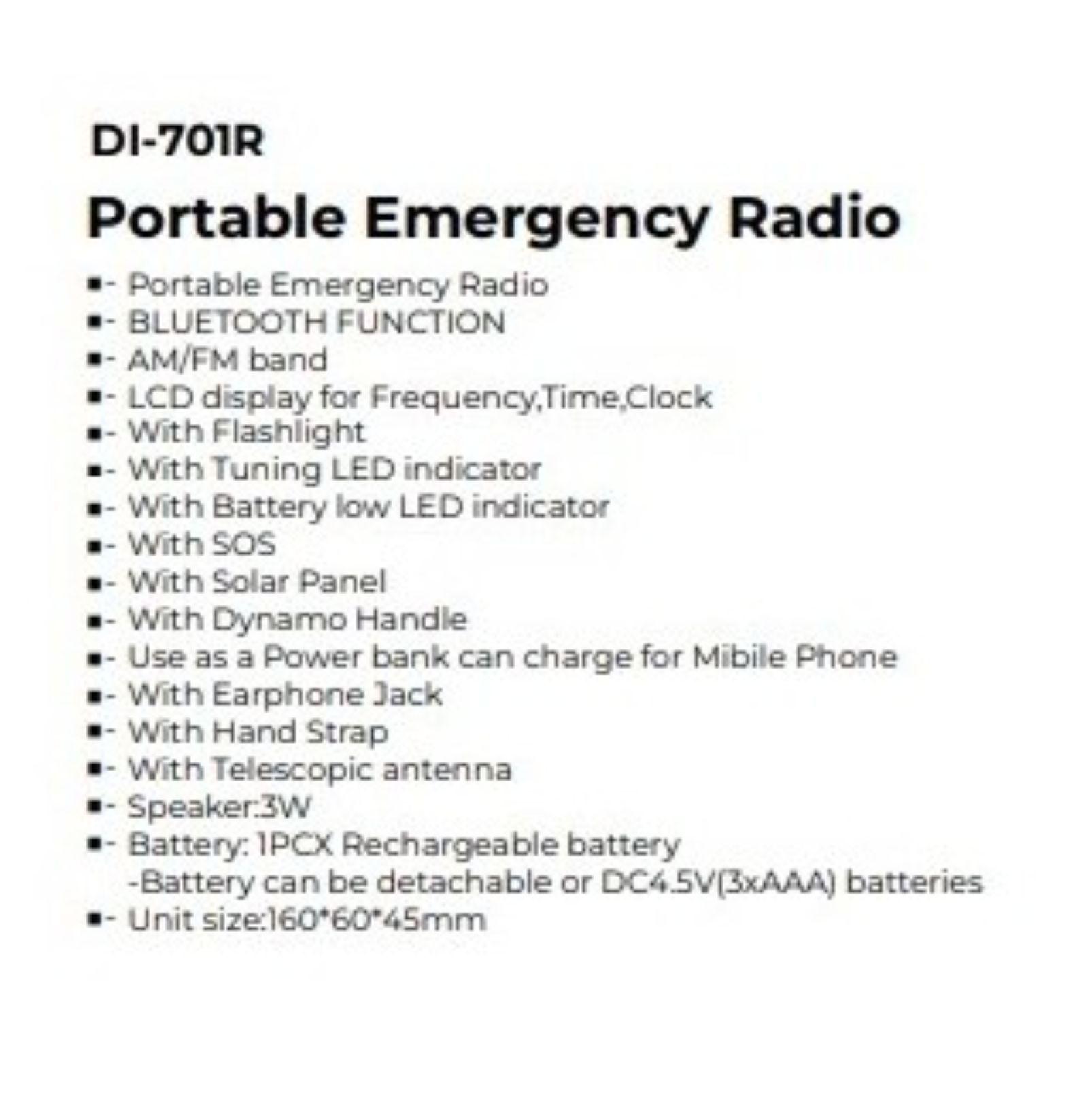 Radio Amfm Dos Bandas Con Linterna Led Daewoo Di-700r Color Amarillo-1
