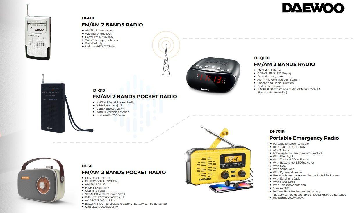 Radio De Bolsillo 2 Banda Am/fm Negro Daewoo Di-213-1