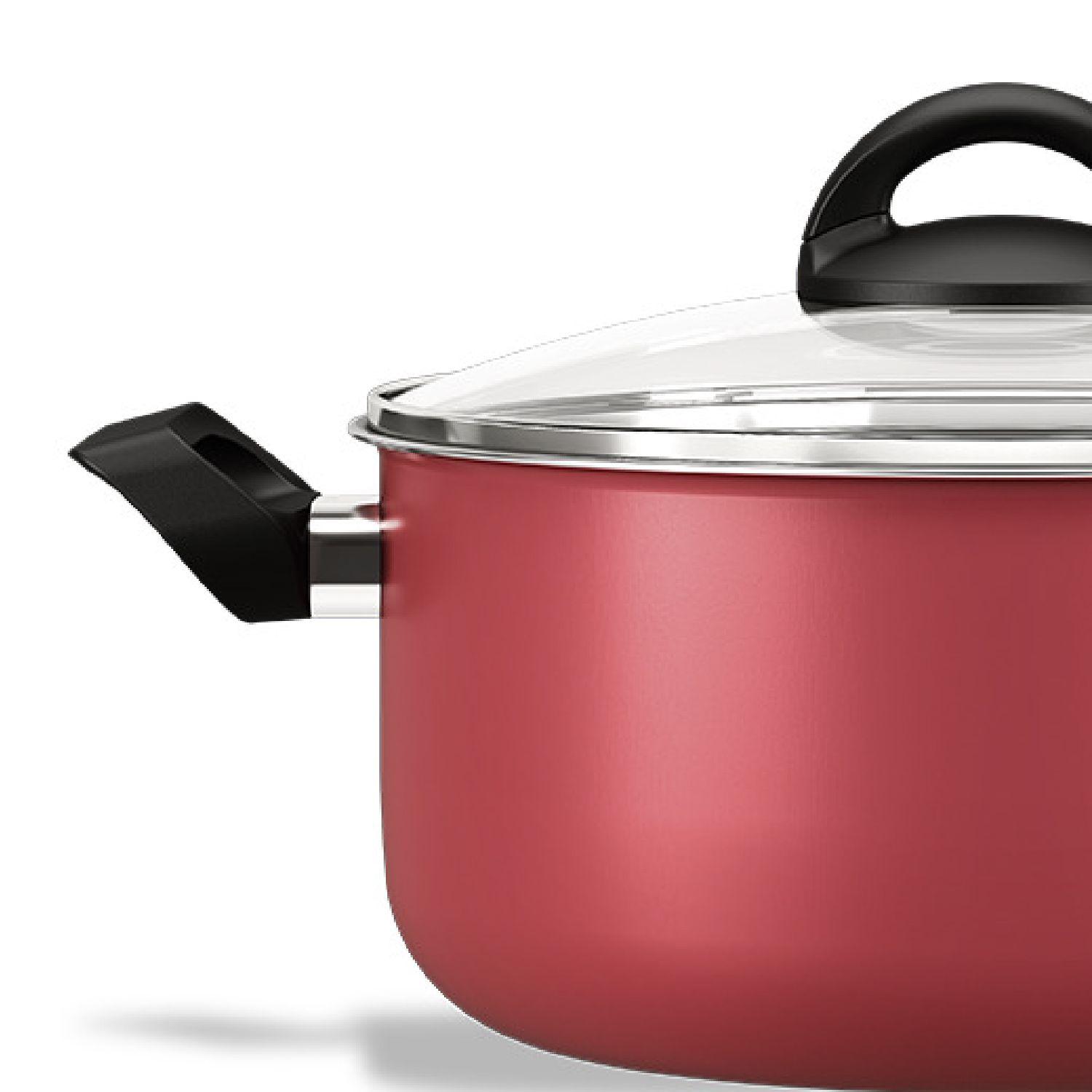 Cacerola Con Tapa 24 cm 4.5 L Brinox Maple Rojo-2