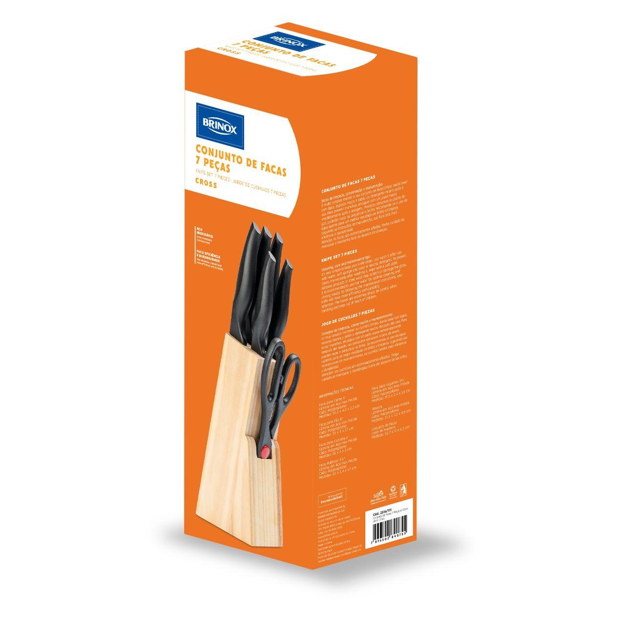 Set De 5 Cuchillos En Acero Inoxidable Con Taco Cross Brinox-6