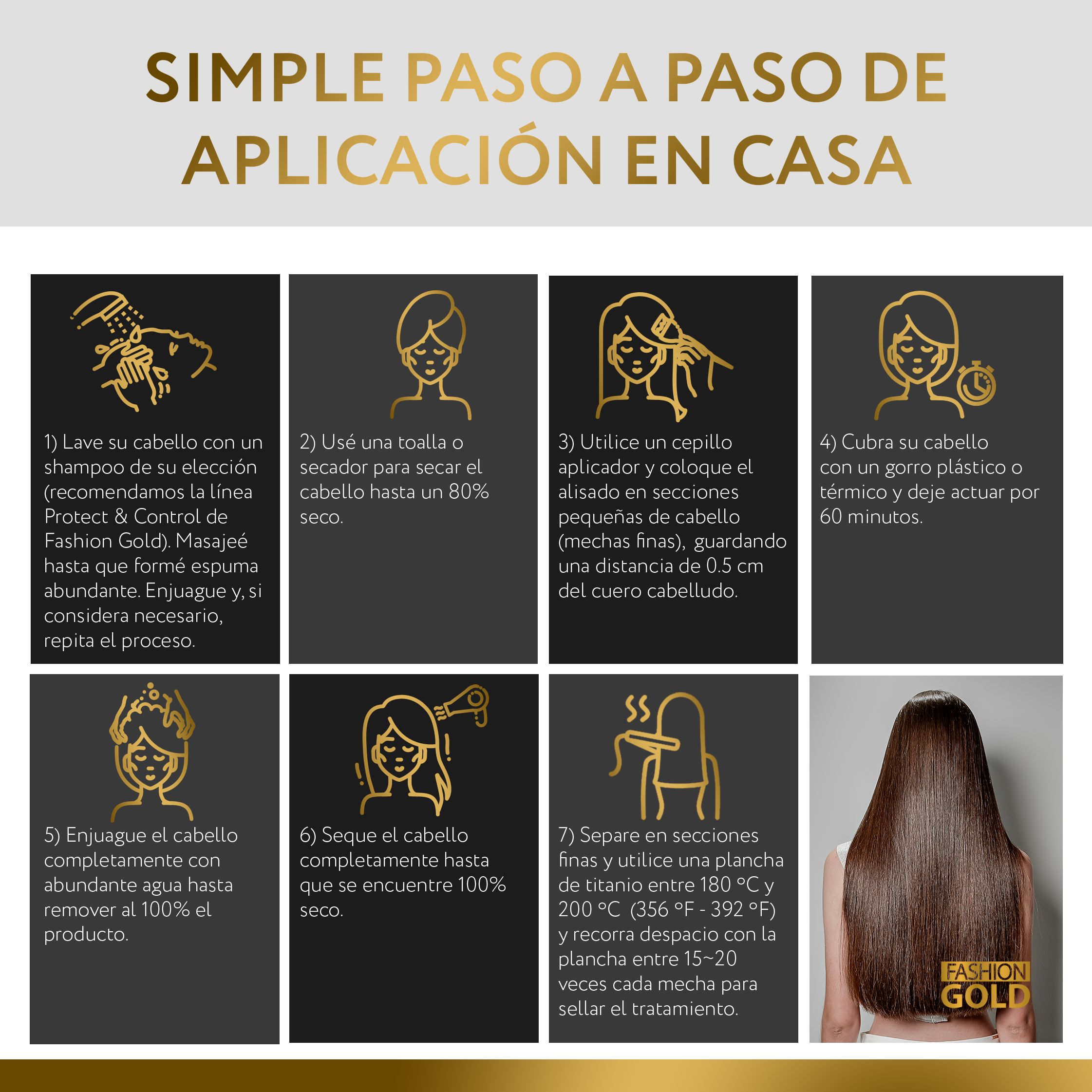 KIT Fashion Gold Alisado en Casa 300 g y Protect and Control Sh 300ml Mask 250g-3