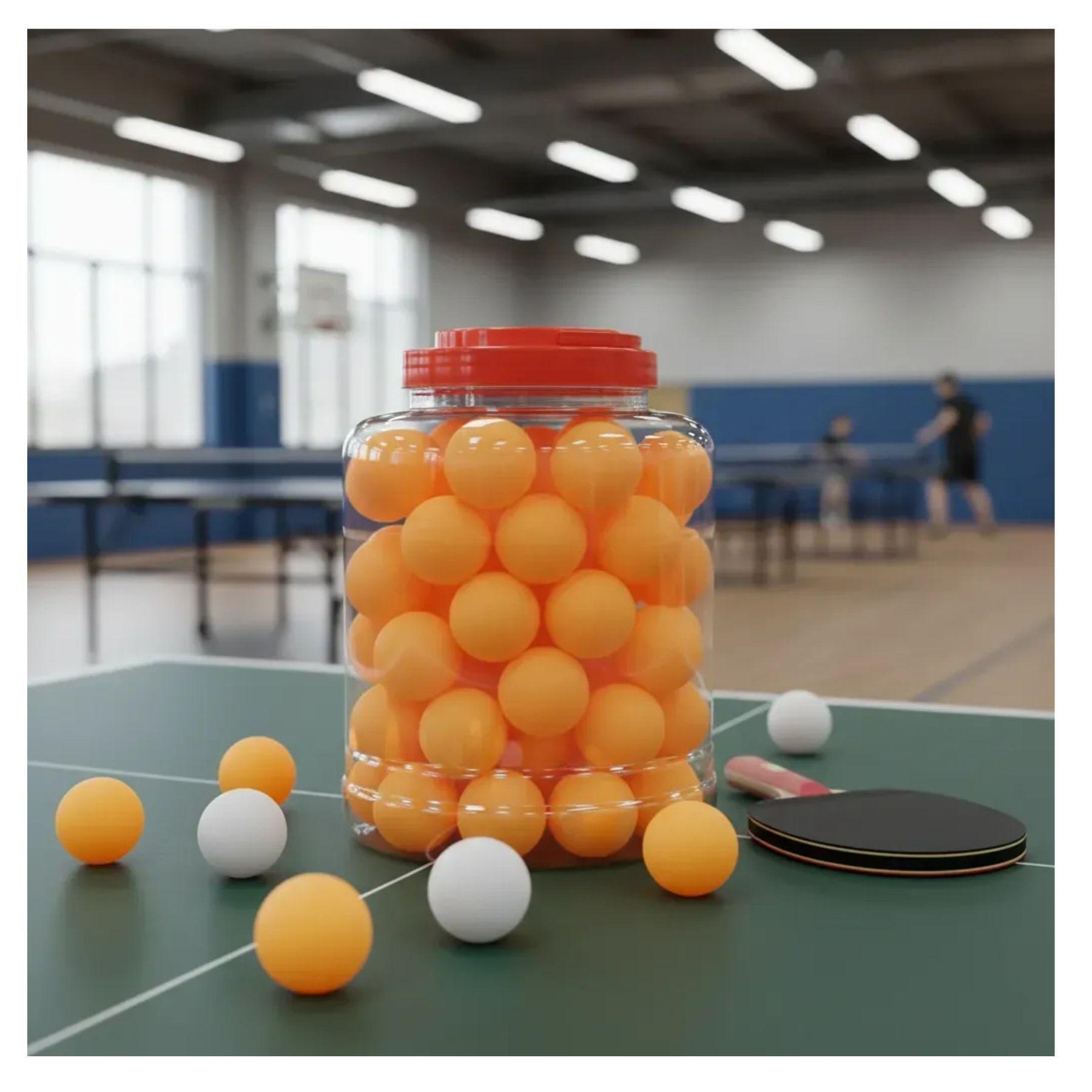 Pelotas De Ping Pong Set 60und En Tarro Naranja-2