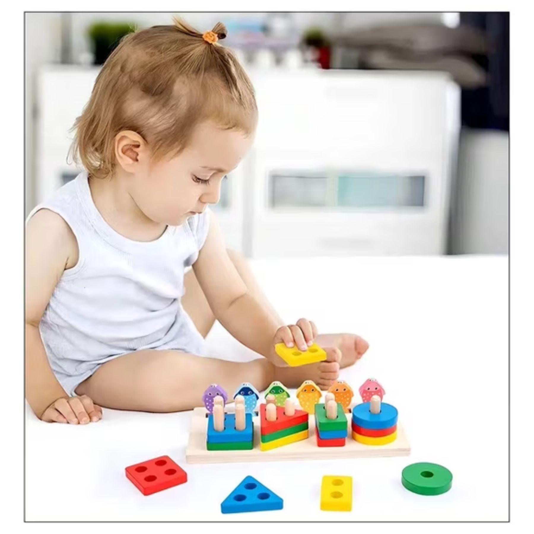 JUEGO DE PESCA MAGNETICO 4 TORRES ENCAJE MADERA DIDACTICO IMAN PECES COLOR MULTIFUNCIONAL-3