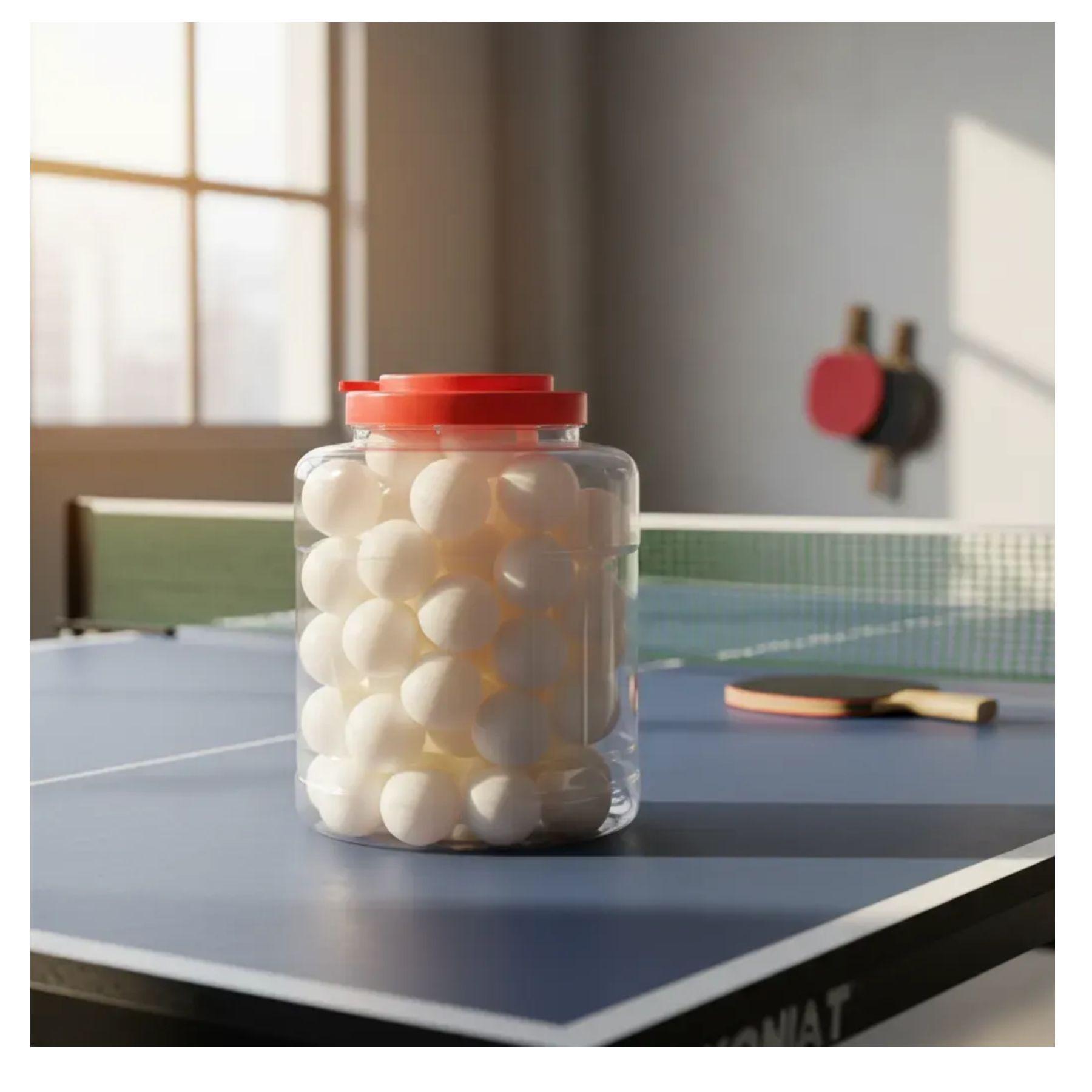 Pelotas De Ping Pong Set 60und En Tarro Blancas-1