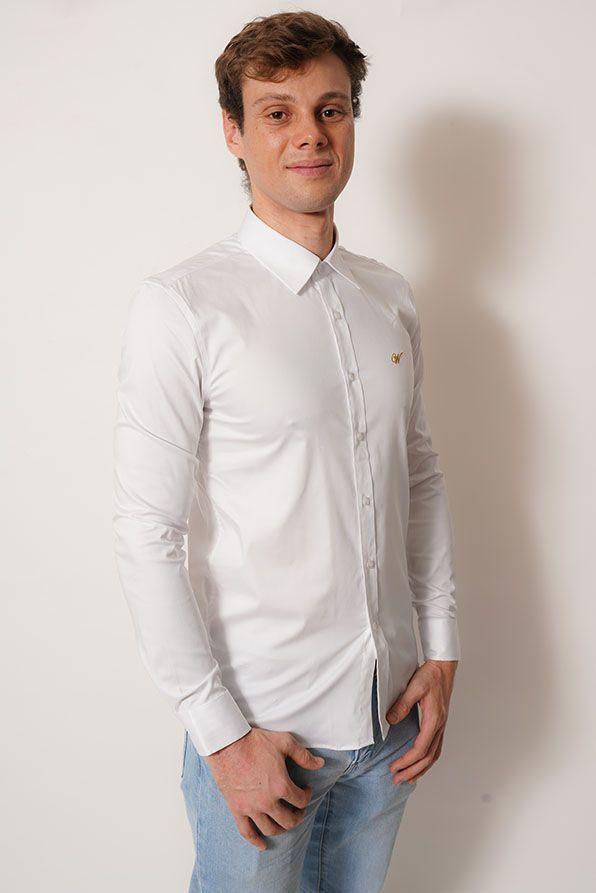 Camisa cuello clasico blanco manga larga fit White-1