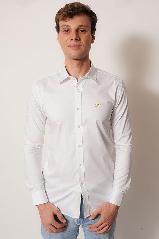 Camisa cuello clasico blanco manga larga fit White-3