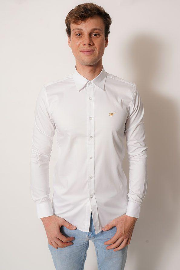 Camisa cuello clasico blanco manga larga fit White-0
