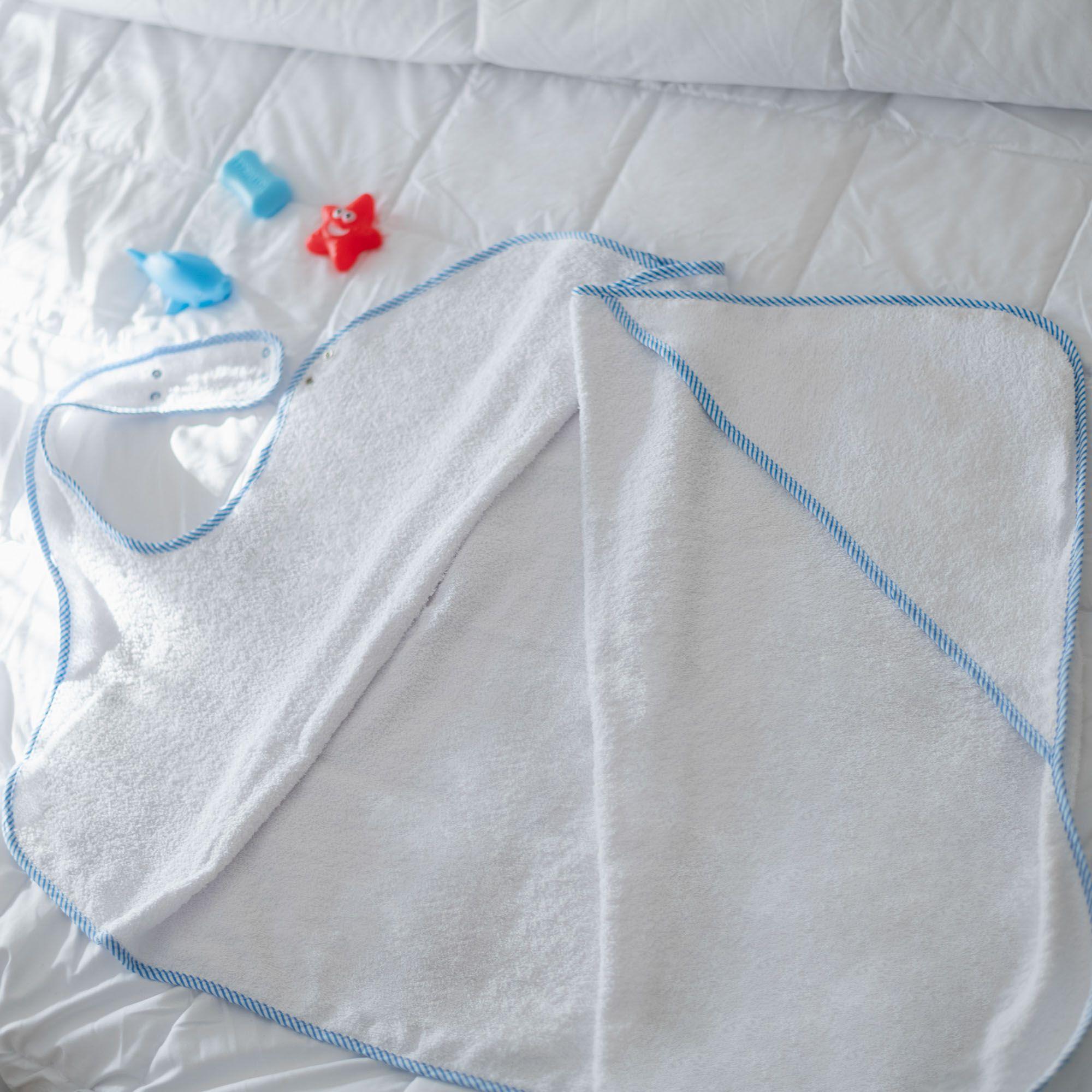 Toalla baño bebe - Borde Azul-2