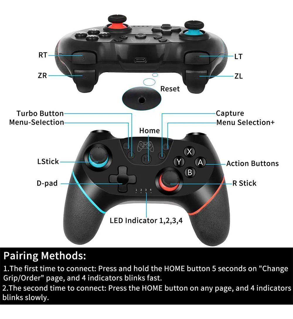 Control Inalámbrico Honson Hs-sw519 Negro Para Nintendo Switch Y Pc Bluetooth-4