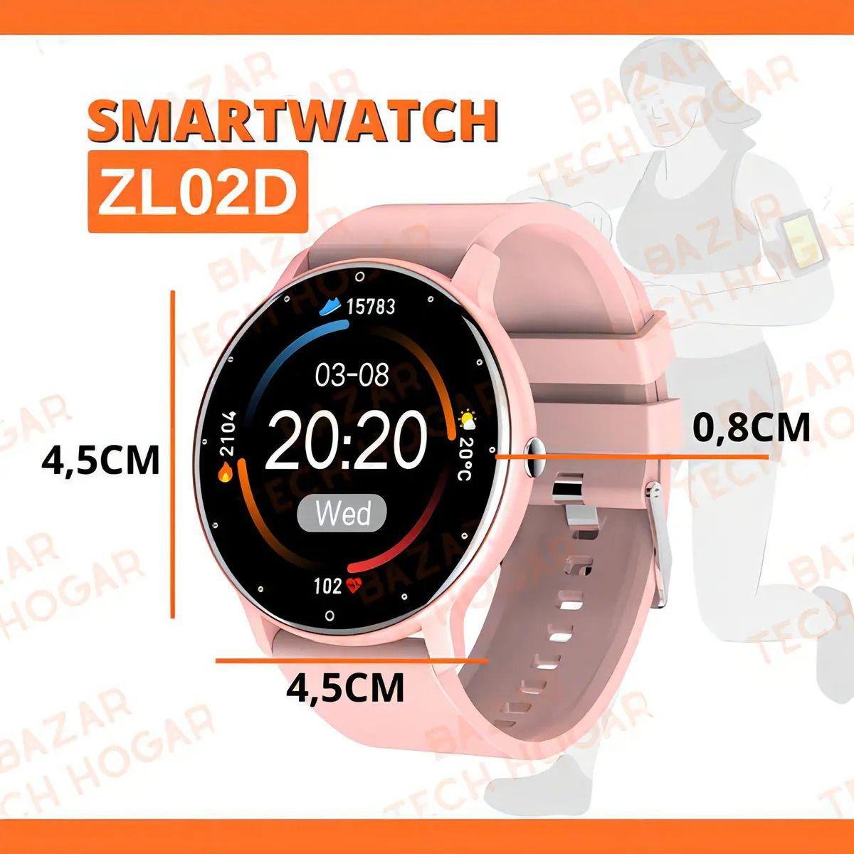 Smartwatch Genérica Zl02 Caja Rosa, Malla Rosa De Silicona-2