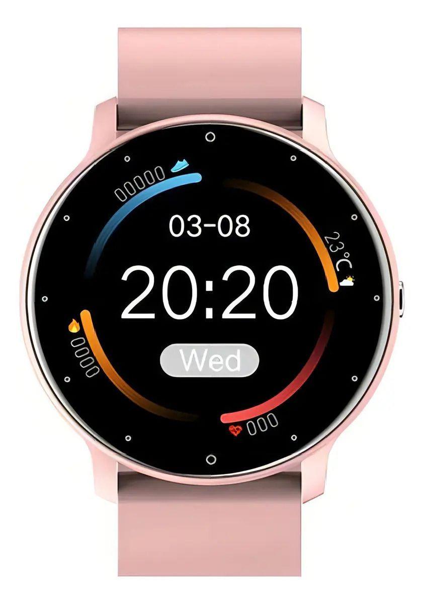 Smartwatch Genérica Zl02 Caja Rosa, Malla Rosa De Silicona-3