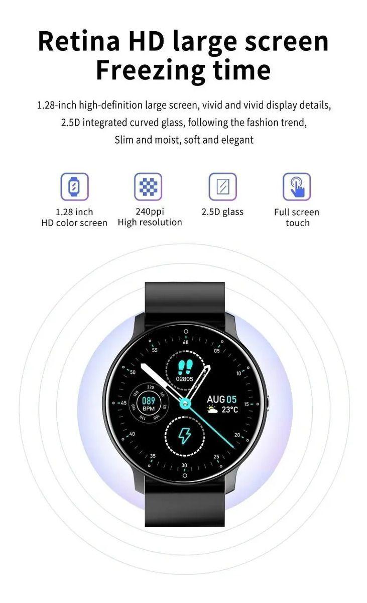 Zl02 Reloj Inteligente Smartwatch Deporte Act Cardiaca Negro Mesh-6