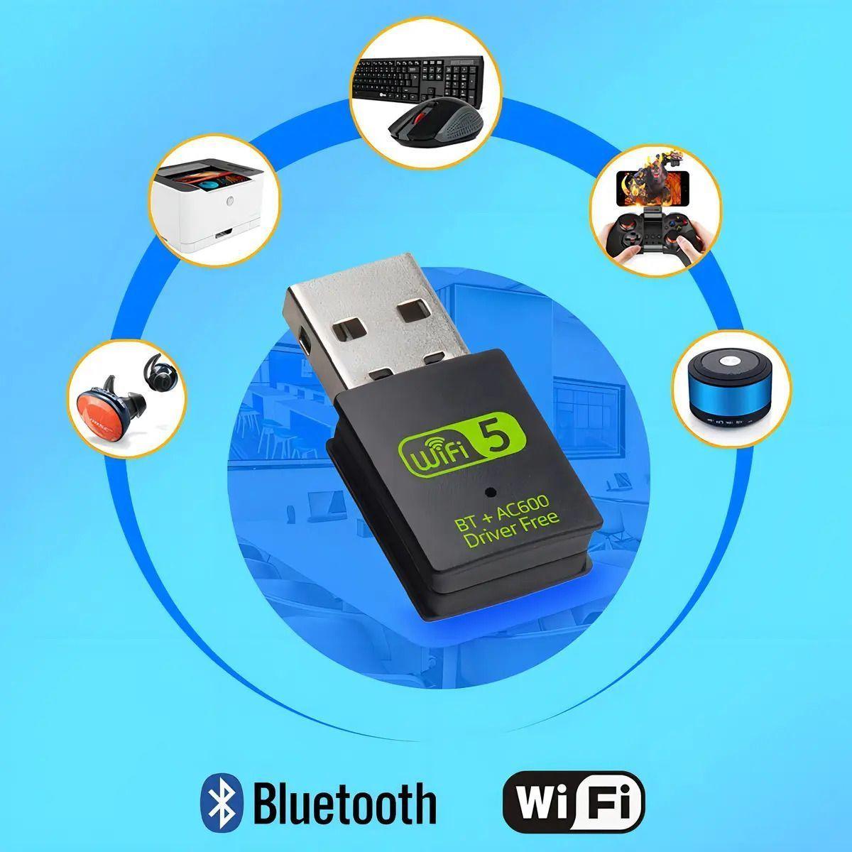 Usb Wifi Bluetooth 4.2 600 Mbps Dual Band 2.4 5ghz-6