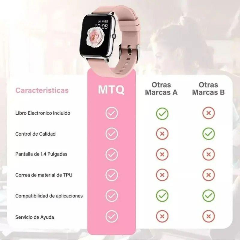 Smartwatch Deportivo P22 Rosa Reloj Inteligente Plateado Rosa Claro-2