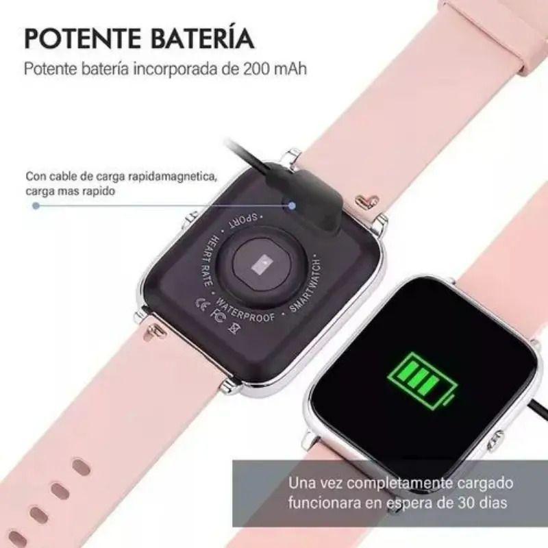 Smartwatch Deportivo P22 Rosa Reloj Inteligente Plateado Rosa Claro-4