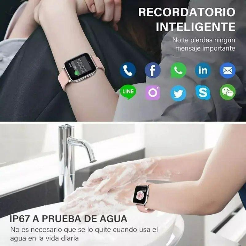 Smartwatch Deportivo P22 Rosa Reloj Inteligente Plateado Rosa Claro-5