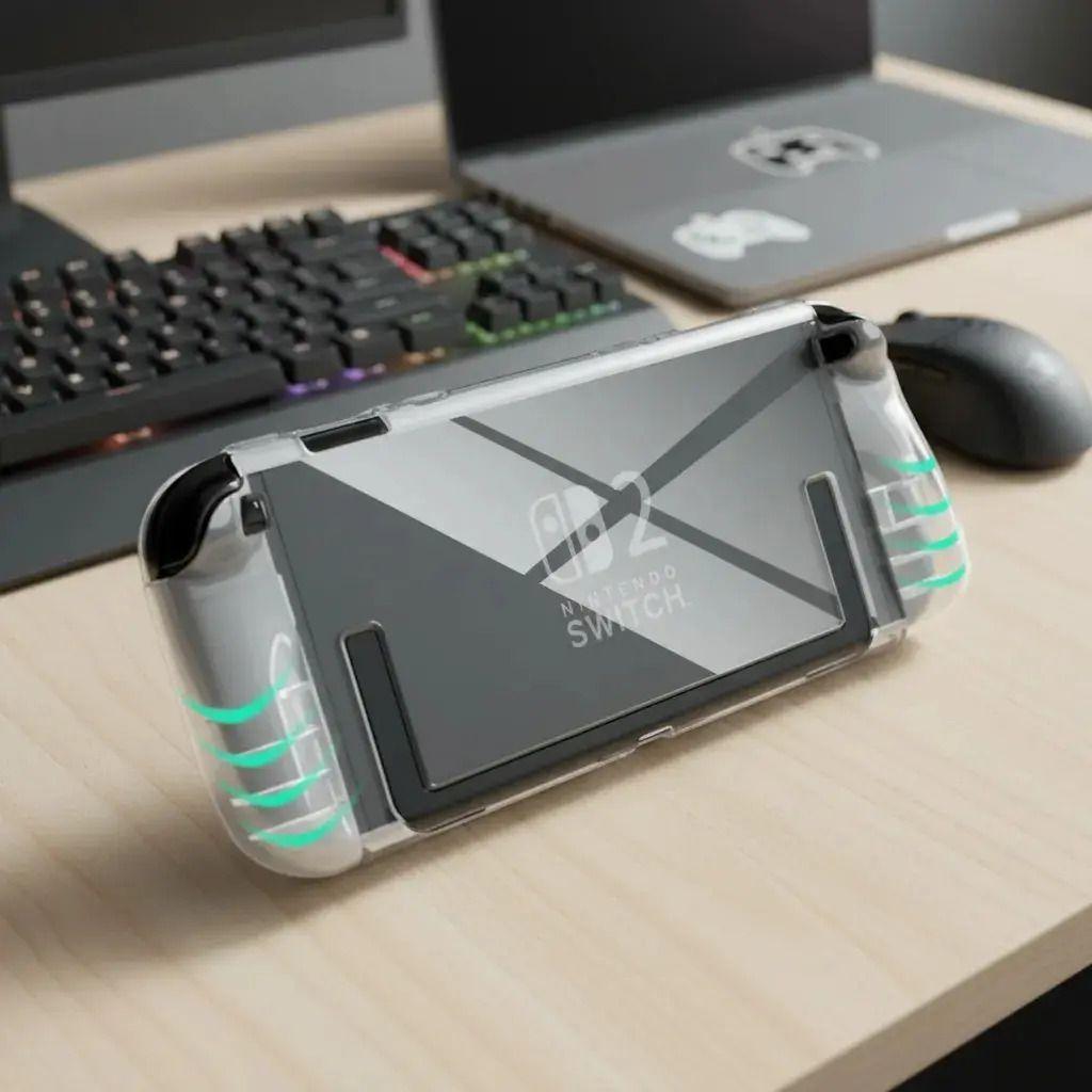 Carcasa Transparente Protectora Compatible Nintendo Switch 2 Blanco-3