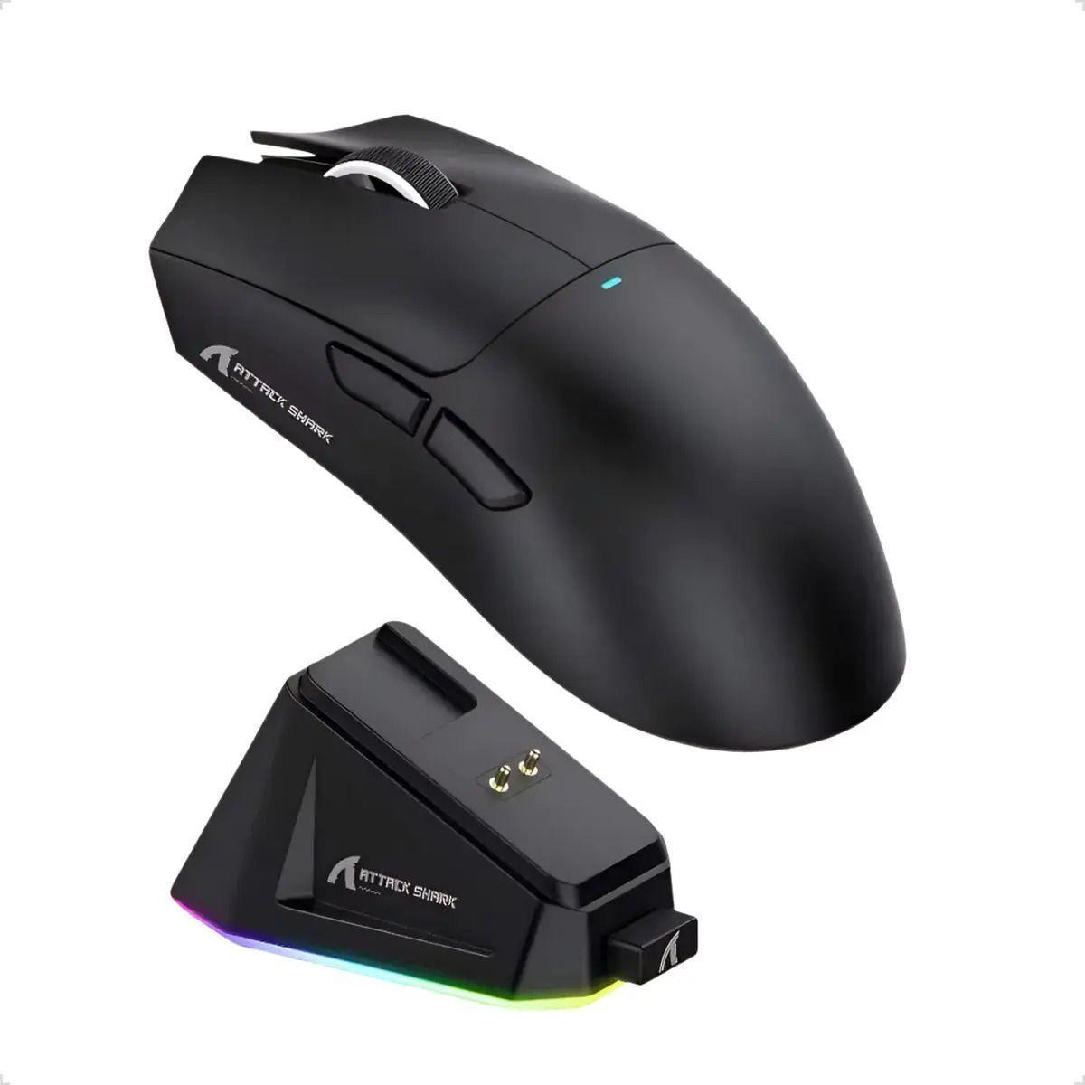 Mouse Gamer X11 Attack Shark Tri Mode 22000 Dpi Paw3311 Dock Color Negro-0