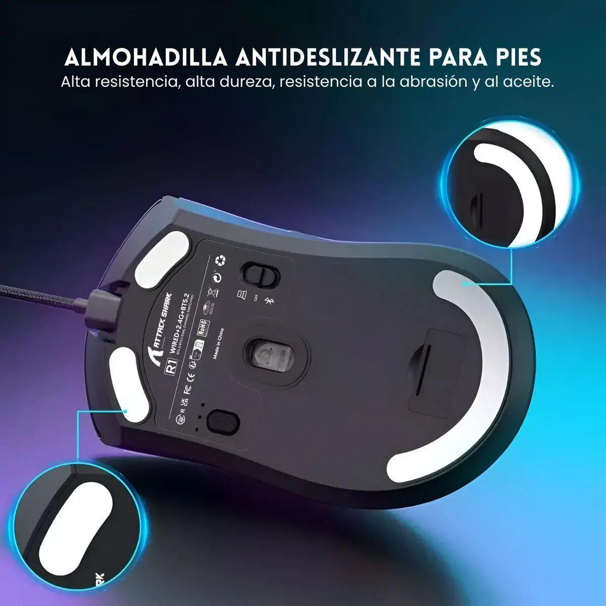 Mouse Gamer X11 Attack Shark Tri Mode 22000 Dpi Paw3311 Dock Color Negro-4