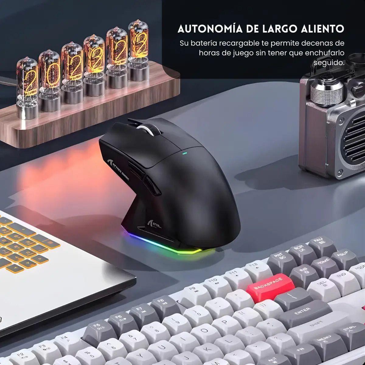 Mouse Gamer X11 Attack Shark Tri Mode 22000 Dpi Paw3311 Dock Color Negro-7