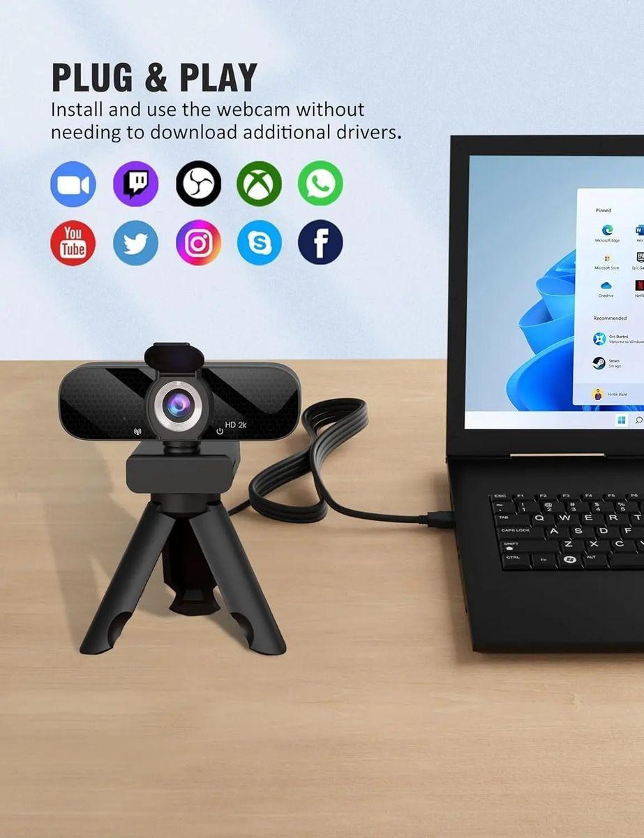 Camara Web 2k 1440p Calidad Mac/windows Con Tripode Negro-7