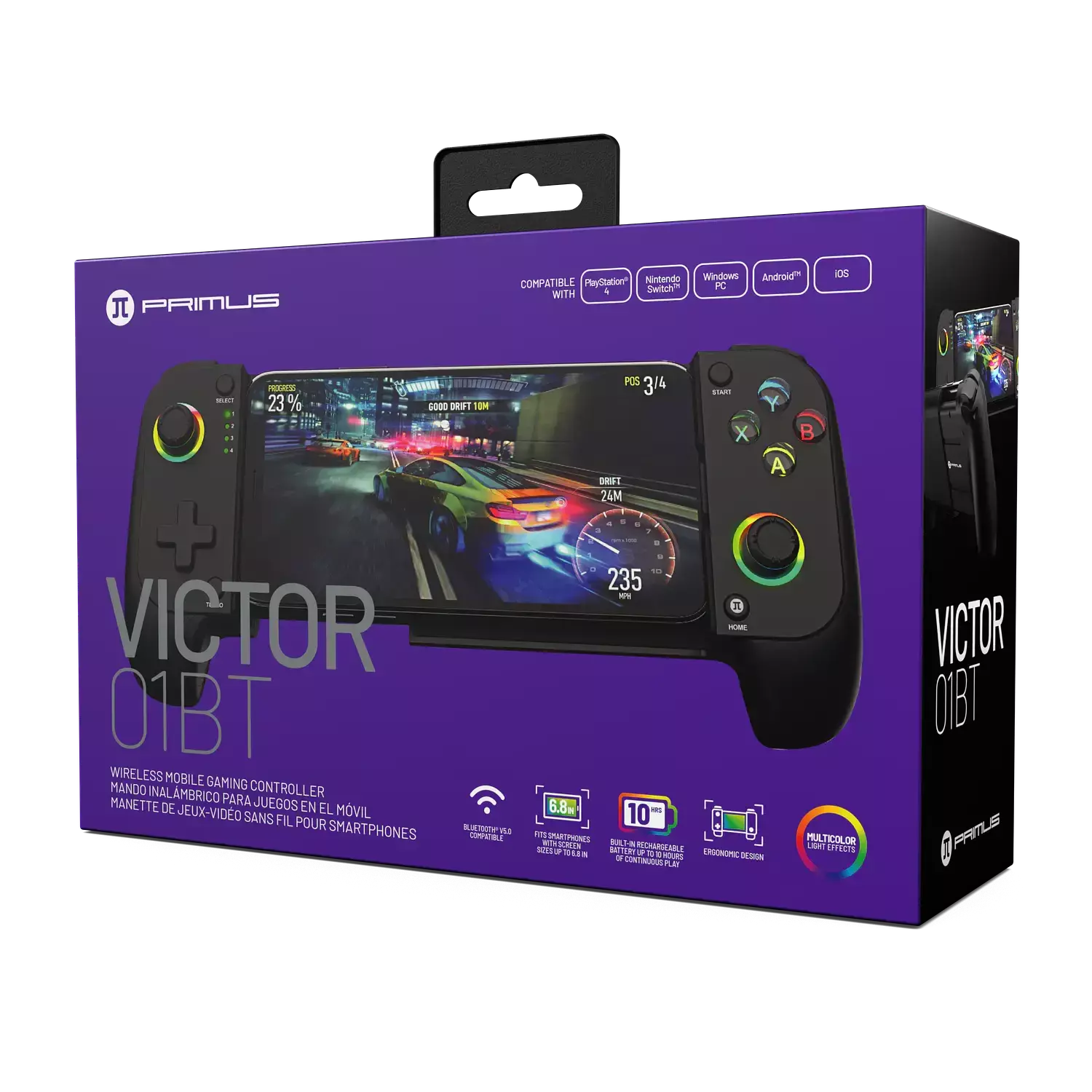 Primus VICTOR01BT PMC 01BT Control Gamer Bluetooth 10 h Hall 3D RGB Negro-4