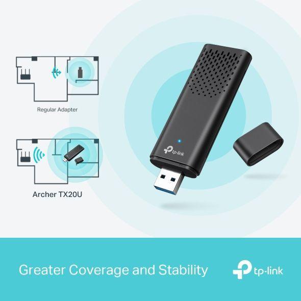 TP Link Archer TX20U Adaptador USB Wi Fi 6 AX1800 USB 3 0 Doble Banda Negro-5