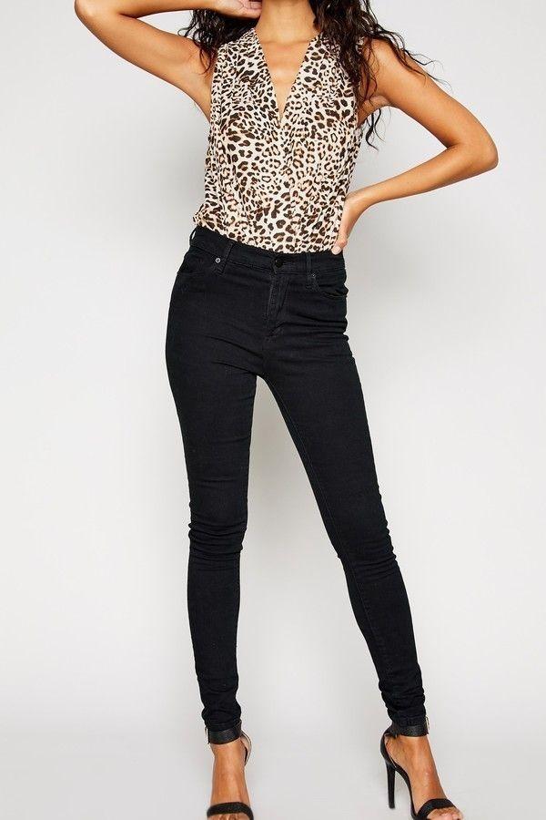 Body Mujer Animal Print de Gasa Sin Mangas-1
