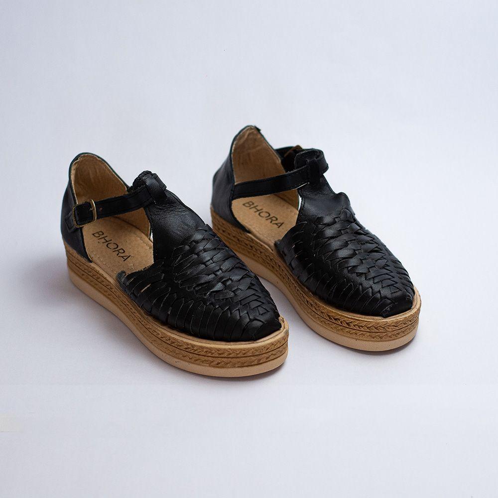 Sandalia de Cuero sin Taco Mujer Noe Negro -3