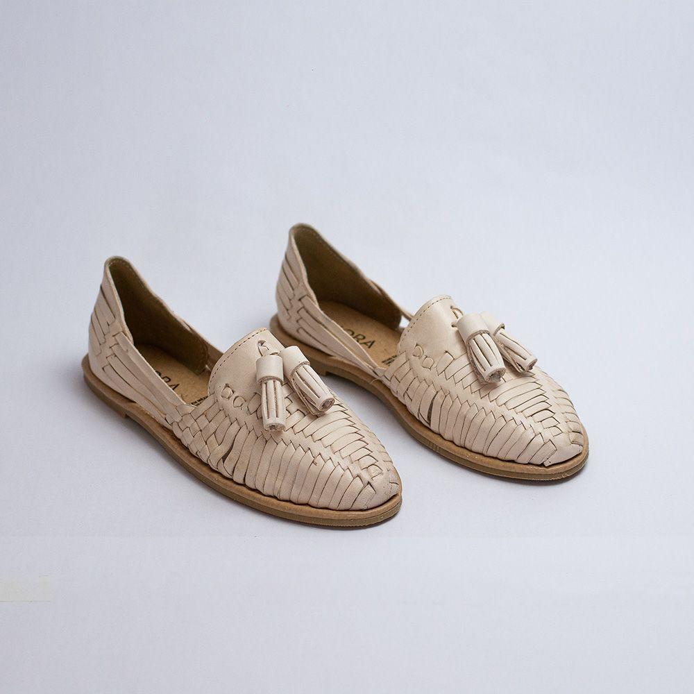 Zapatos de Cuero Tejidos Lola Nude-3