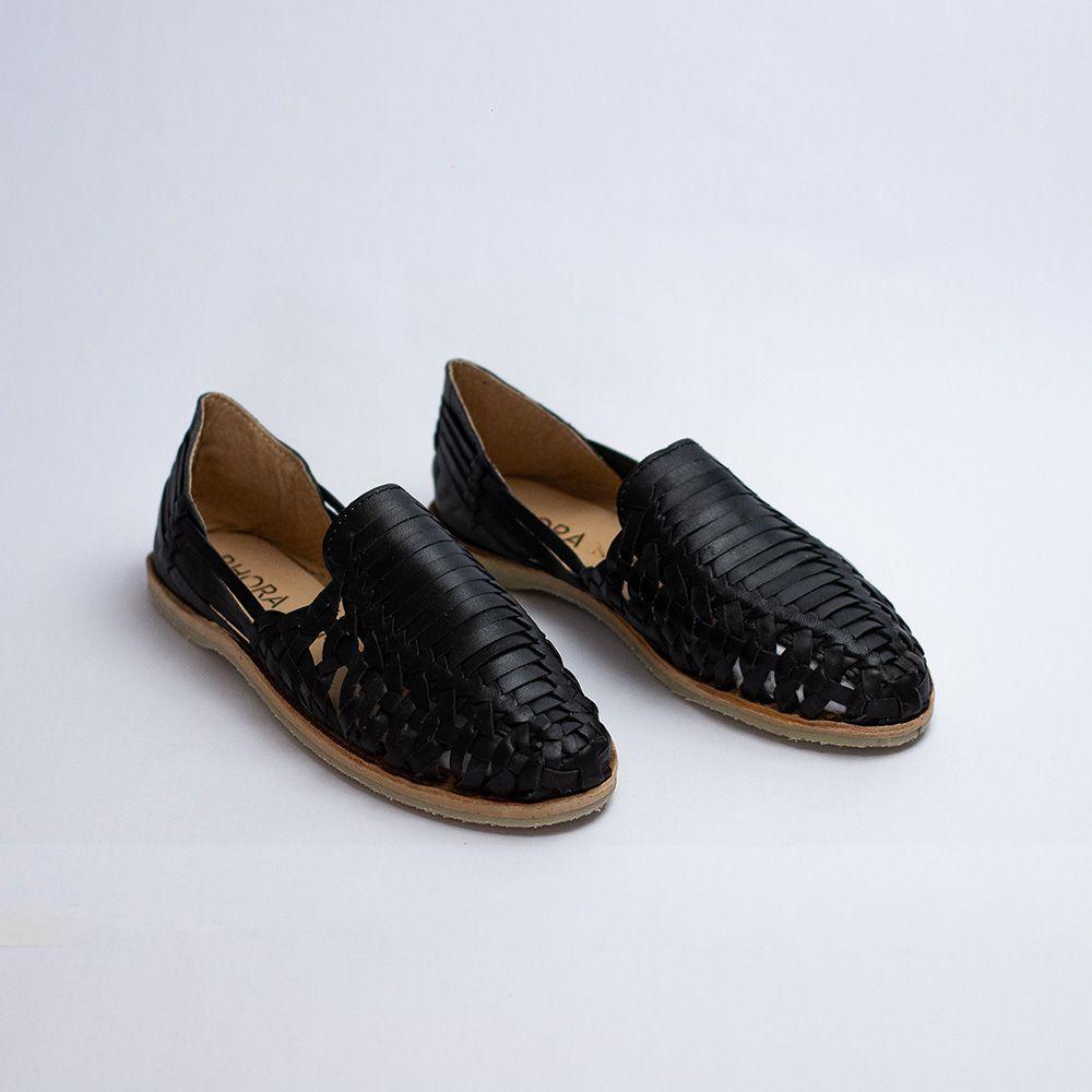 Zapatos de Cuero Tejidos Bruna Negro-3