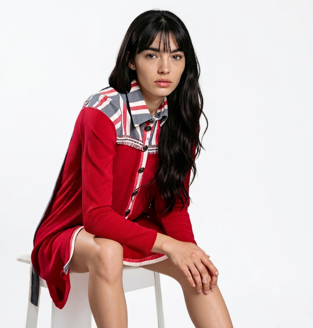 Elegancia Sin Esfuerzo Vestido Camisero Rojo Con Caída Libre-2