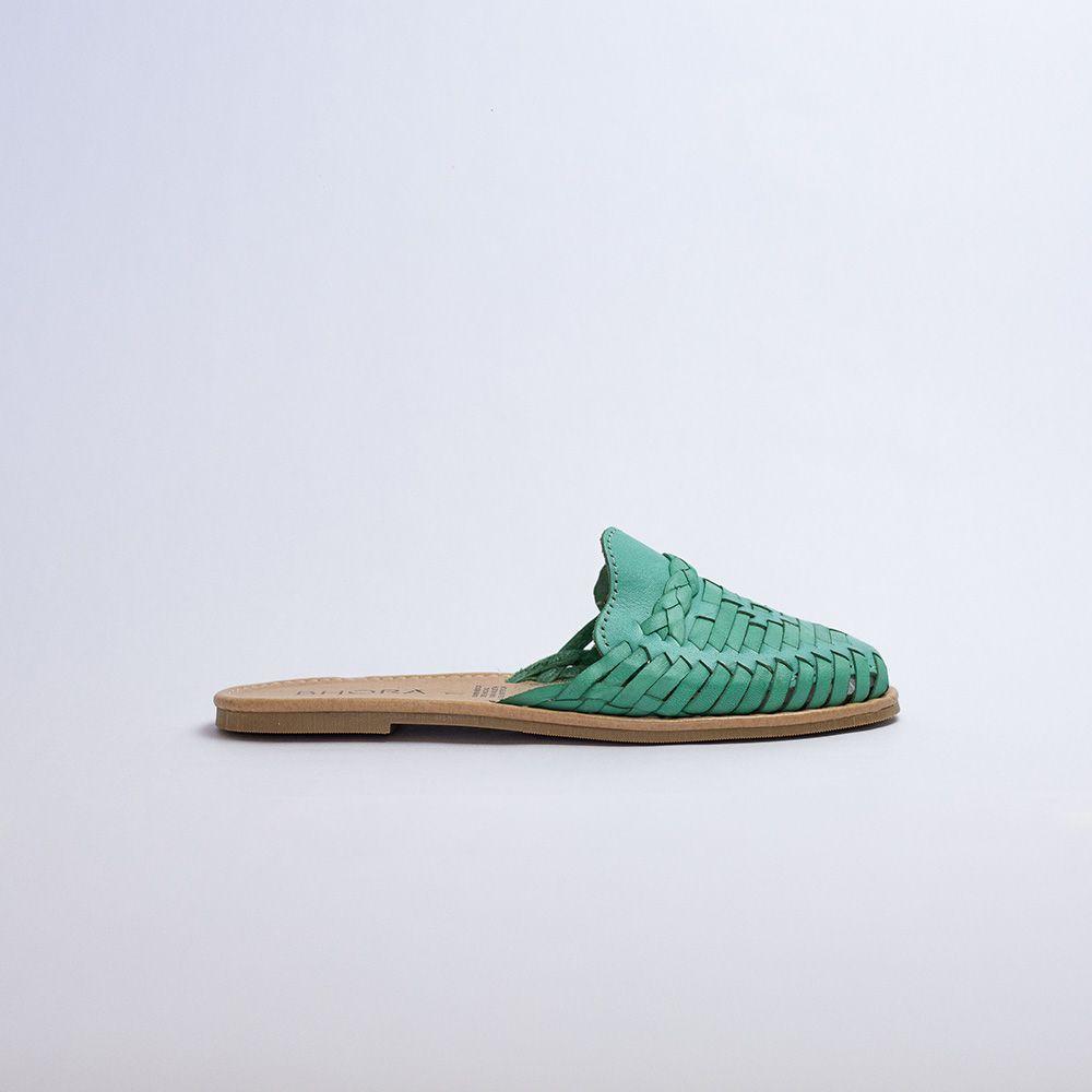 Babucha de Cuero sin Taco Mujer Isidora Menta-0