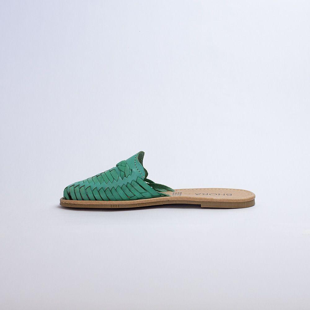 Babucha de Cuero sin Taco Mujer Isidora Menta-1