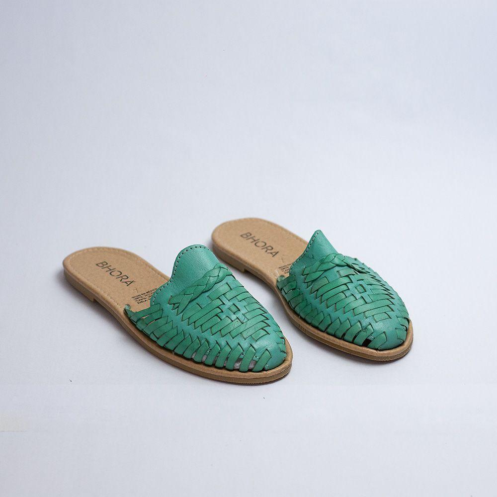 Babucha de Cuero sin Taco Mujer Isidora Menta-2