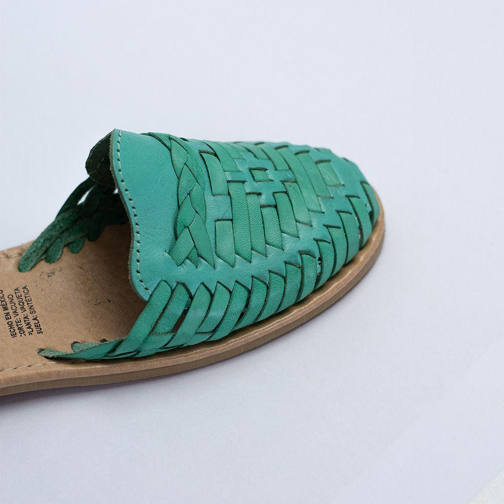 Babucha de Cuero sin Taco Mujer Isidora Menta-3