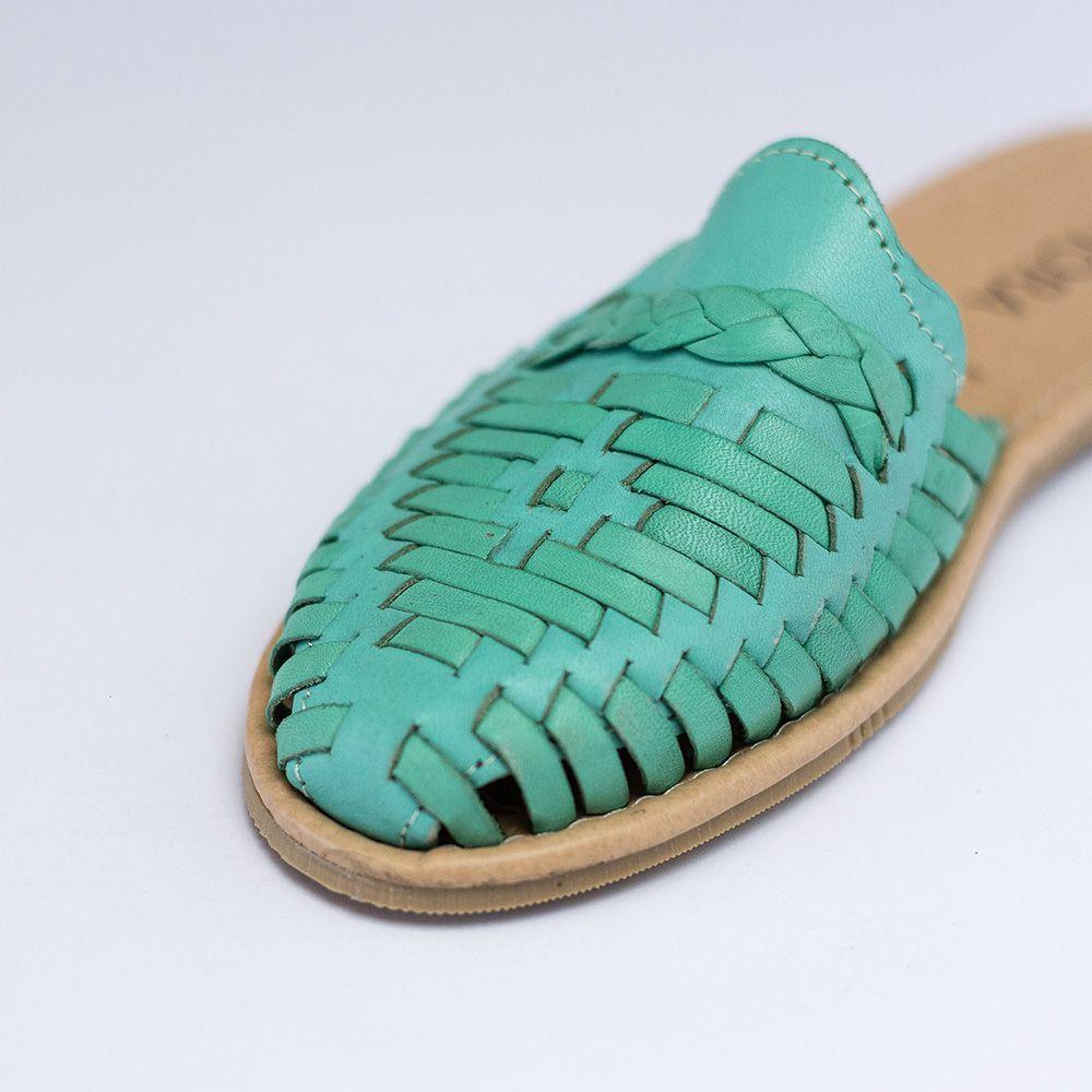 Babucha de Cuero sin Taco Mujer Isidora Menta-4