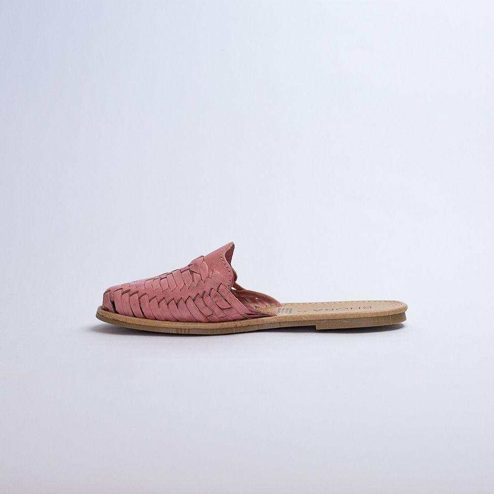 Babucha de Cuero sin Taco Mujer Isidora Rosada-1