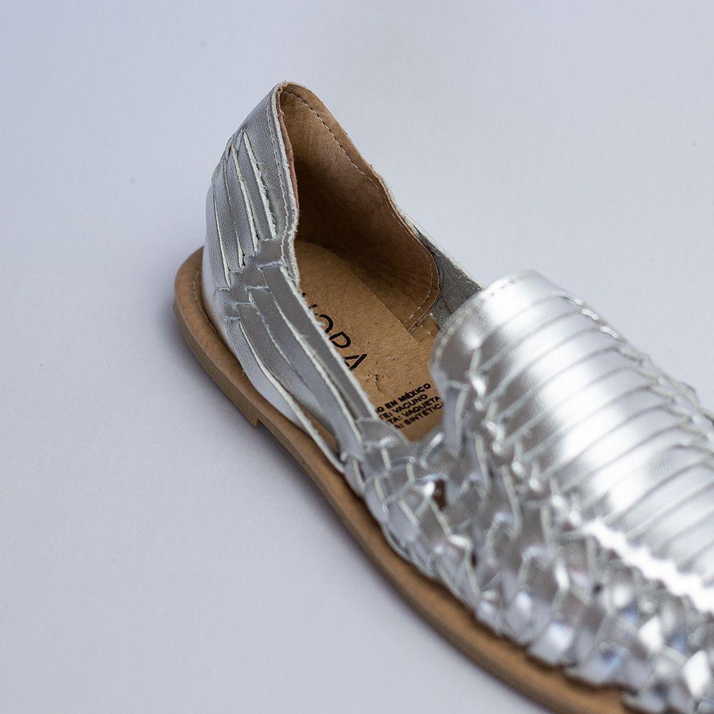 Zapatos de Cuero Tejidos Bruna Plateado-1