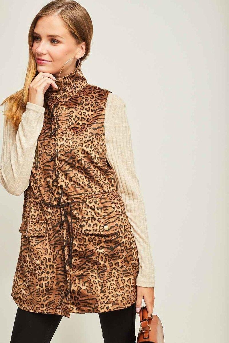 Chaqueta Mujer Sin Mangas Animal Print Forrada-4