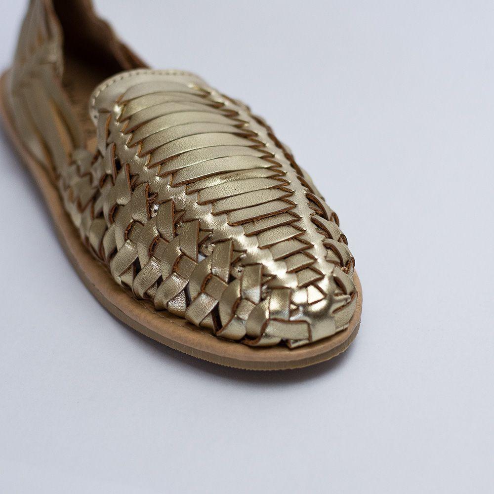 Zapatos de Cuero Tejidos Bruna Dorado-2