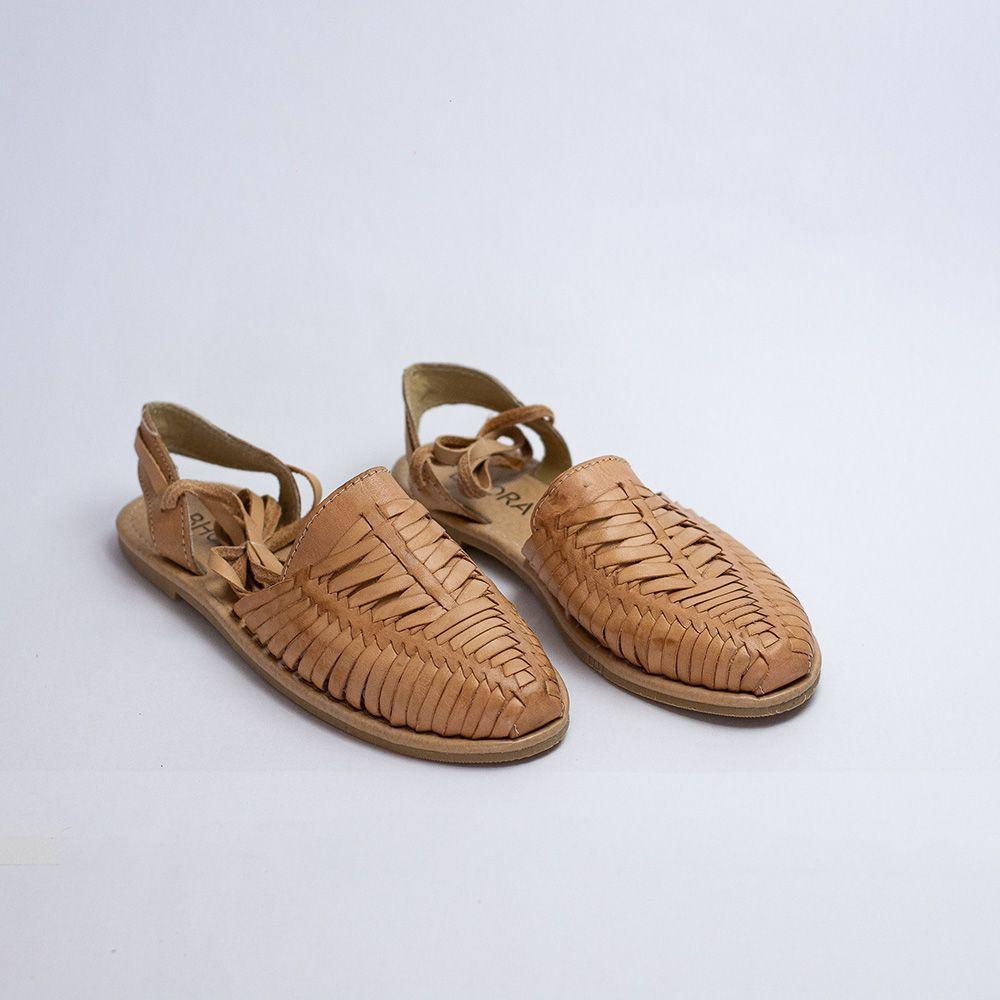 Sandalia de Cuero sin Taco Mujer Laura Camel -3