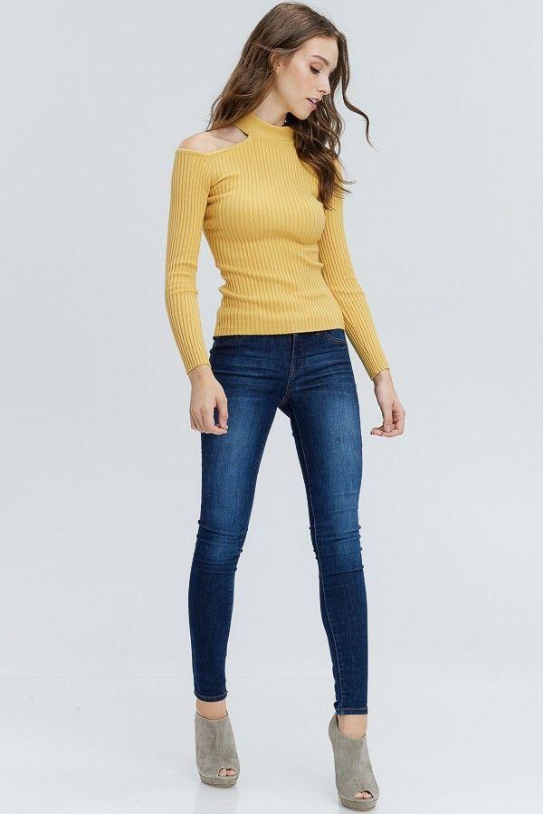 Polera Canale Cuello Choker Abertura en Hombro-5