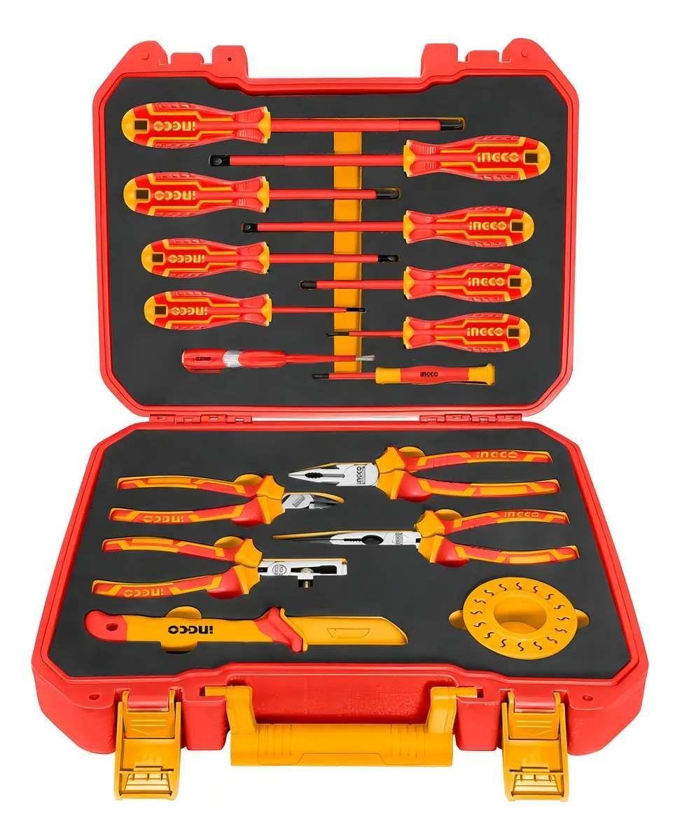 Set Herramientas Manuales Aisladas Diel ctricos 16 Piezas Hkith1601 Ingco Color Rojo Rojo-1