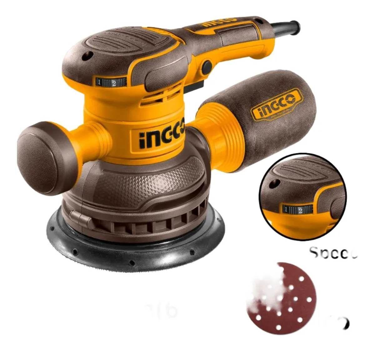 Lijadora Roto Orbital Electrica 150mm 450w Con 5 Lijas Amarillo-0