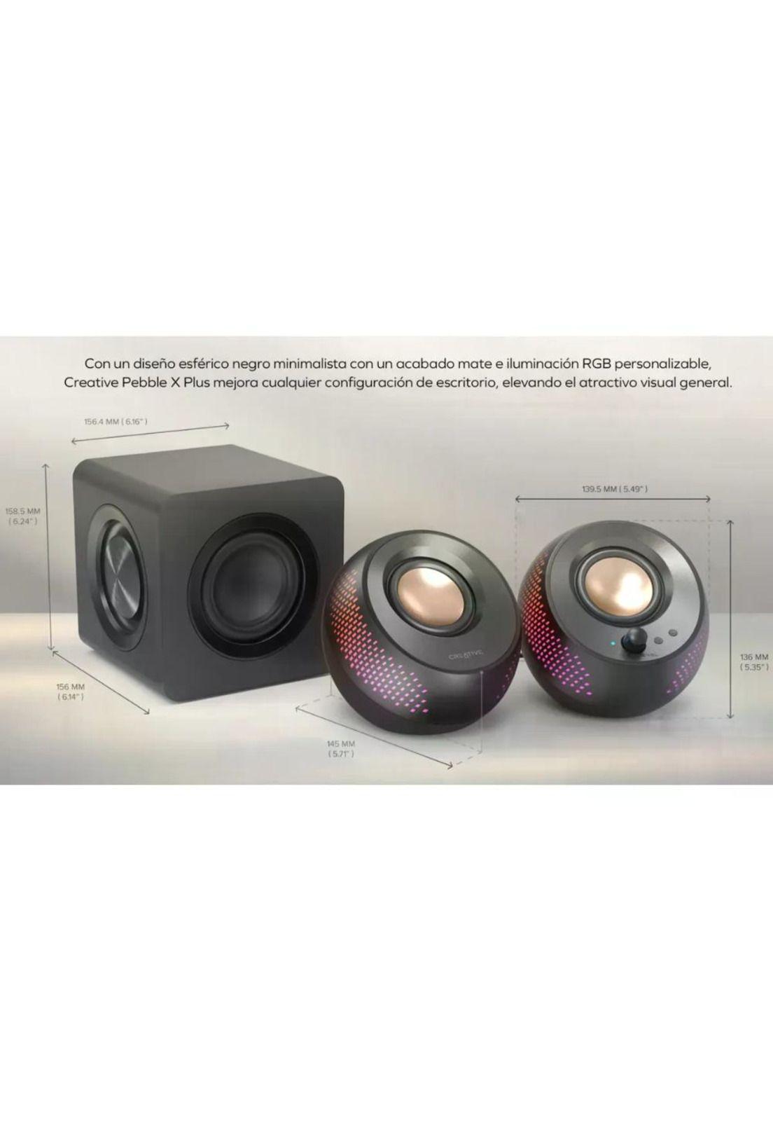 Parlantes Creative Pebble X Plus Usb-c 60w Bt Subwoofer Rgb Negro-2