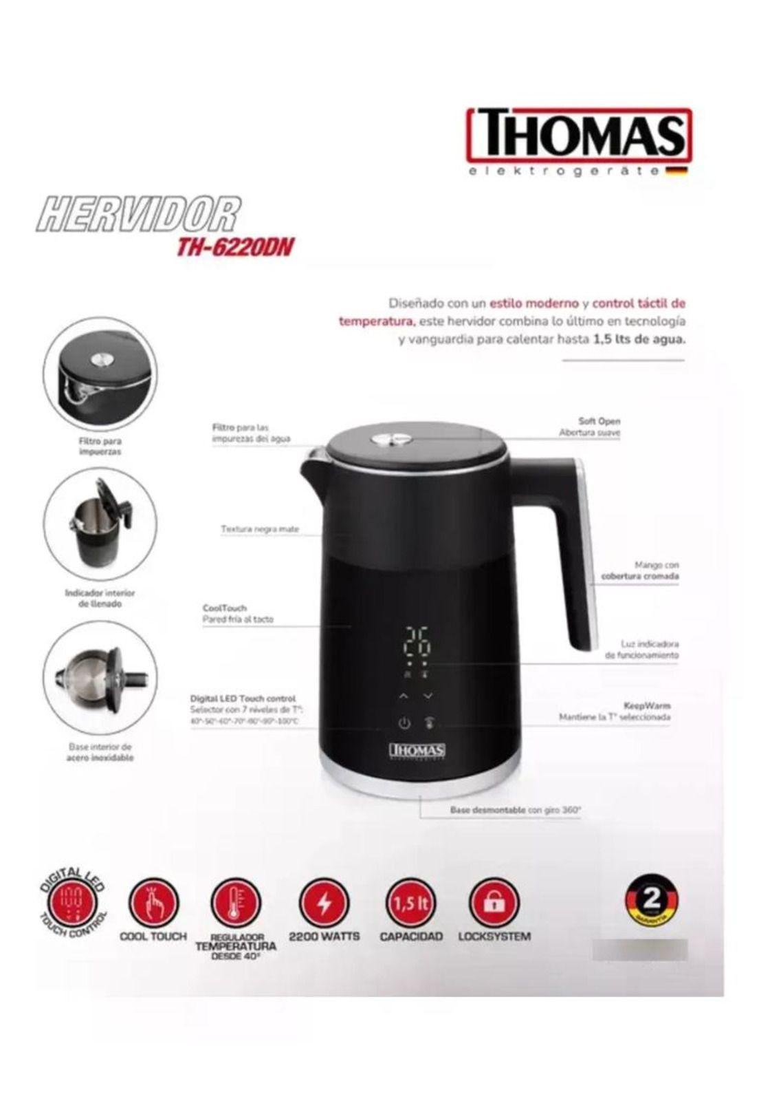 Hervidor Thomas Th-6220dn 1.5l Control Temperatura Negro-4
